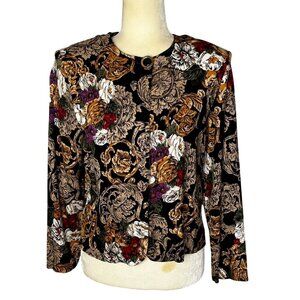 Vintage Norton McNaughton Baroque Floral Blouse Jacket Top Sz 10